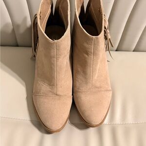Yoki Beige Ankle Booties with Fringe